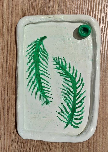 Yeşil Yaprak Desenli tabak - Görsel 2