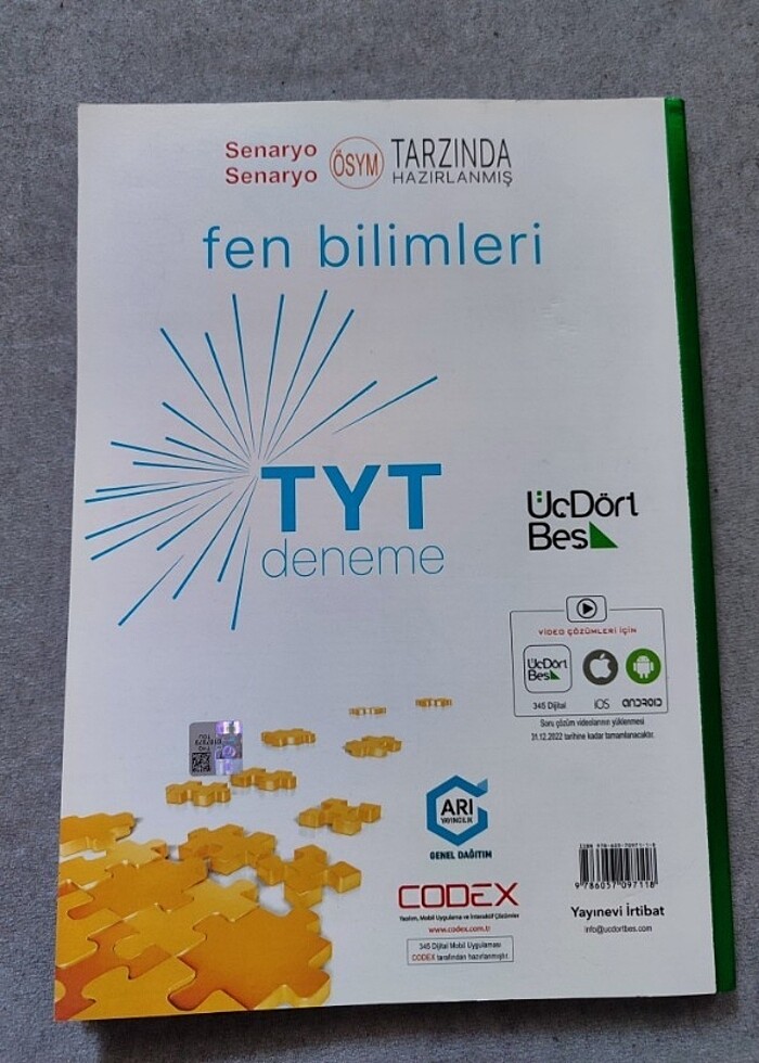 Üçdörbeş yayınları Tyt fen bilimleri denemesi - Görsel 2