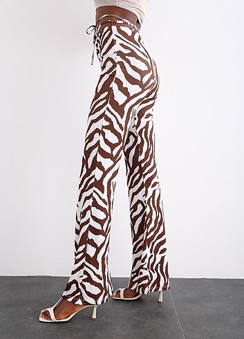 Bershka y2k kahverengi zebra pantolon 