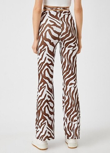 s Beden kahverengi Renk y2k kahverengi zebra pantolon 