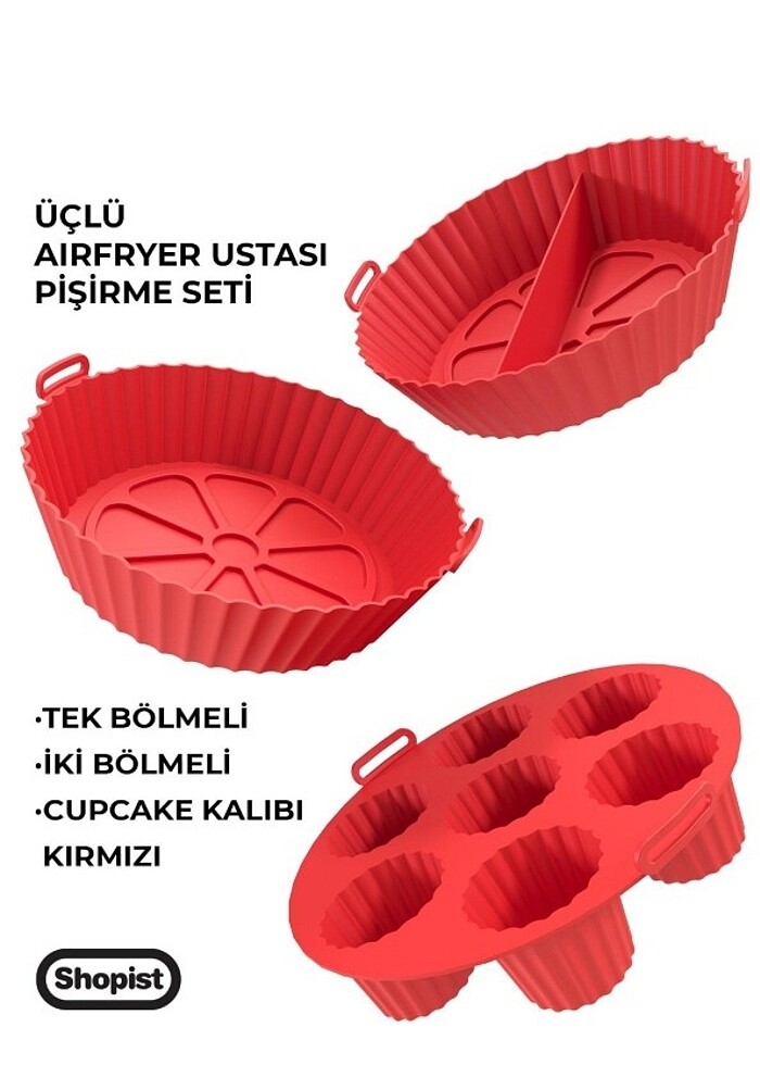 Üçlü Airfryer ustası pişirme seti - Görsel 2