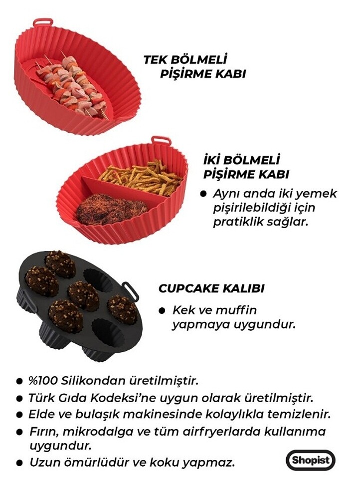 Üçlü Airfryer ustası pişirme seti - Görsel 3
