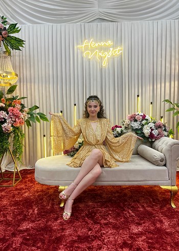 Parlak Altın Mini Elbise - Görsel 2