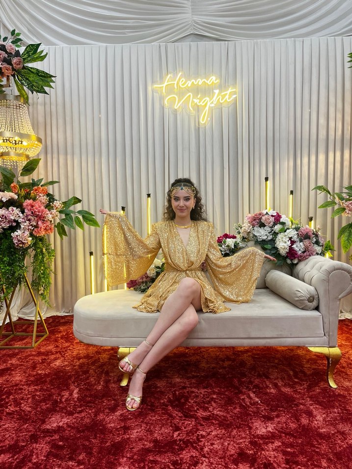 Parlak Altın Mini Elbise - Görsel 2