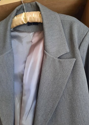Diğer Gri Düğmeli Kadın Blazer Ceket