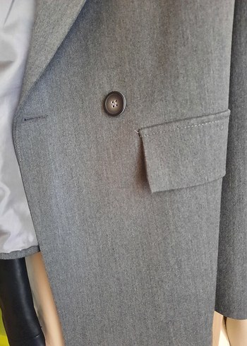 l Beden Gri Düğmeli Kadın Blazer Ceket