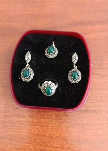 Turkuaz Taşlı Vintage Boncuklu Takım - Görsel 4