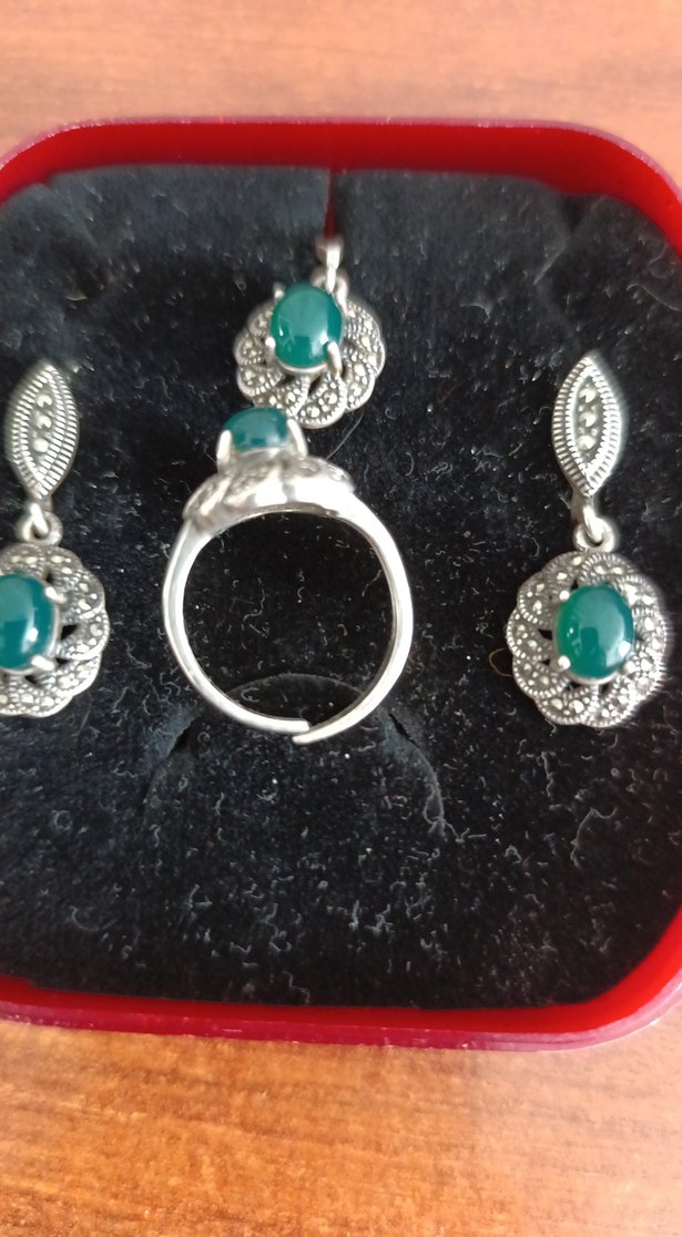 Turkuaz Taşlı Vintage Boncuklu Takım - Görsel 3