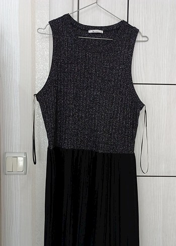 Gri Pilili Uzun Kolsuz Elbise - Görsel 2