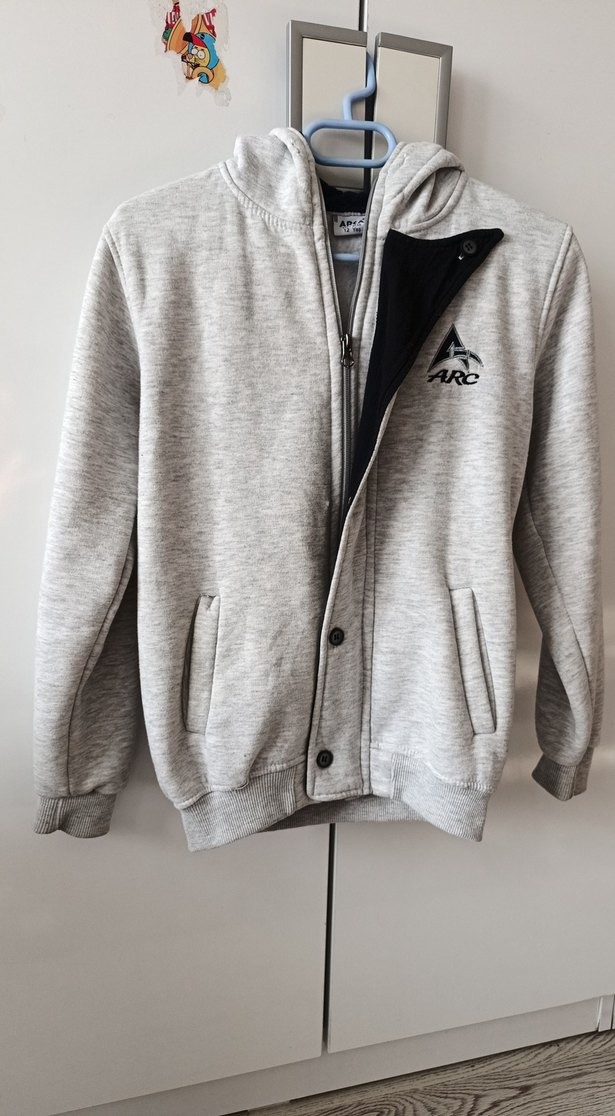 Gri Kapüşonlu Fermuarlı Erkek Sweatshirt - Görsel 3