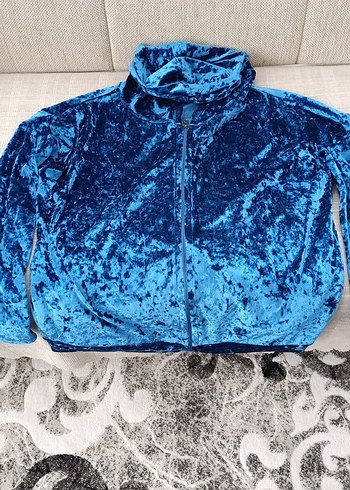 Parlak Mavi Kadın Fermuarlı Sweatshirt - Görsel 2