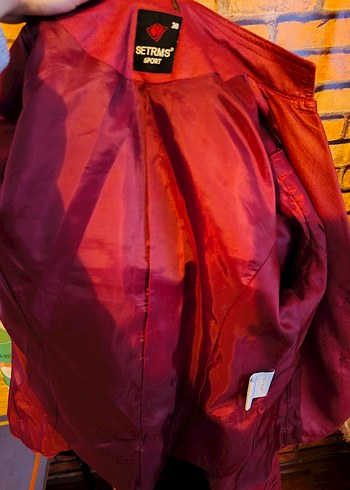 Düğmeli Bordo İnce Deri Kadın Ceket - Görsel 8