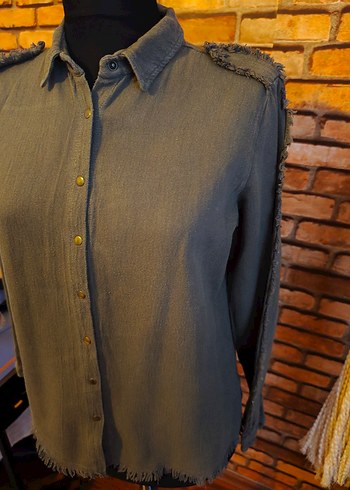 Düğmeli Bohem Kadın Keten Gömlek - Görsel 4