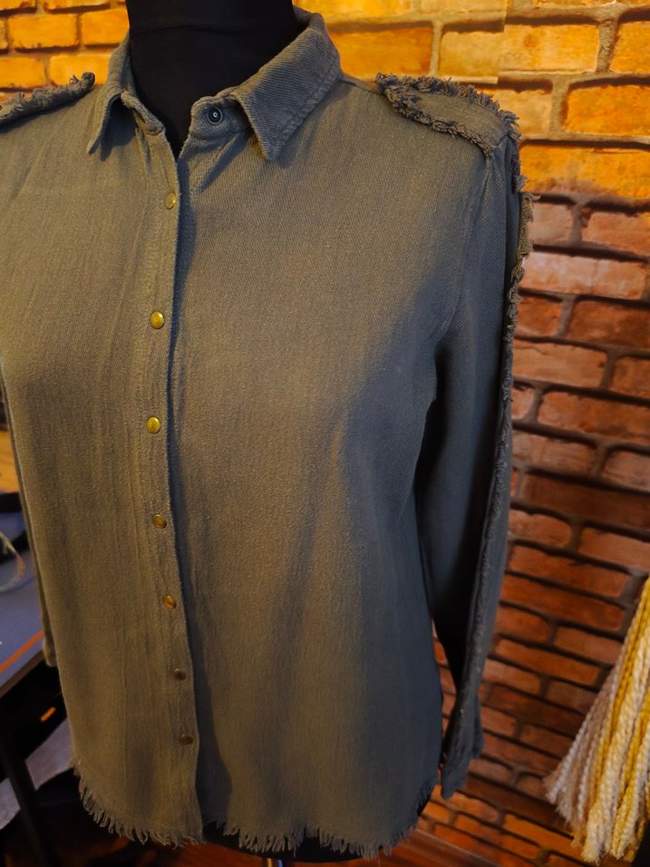 Düğmeli Bohem Kadın Keten Gömlek - Görsel 4