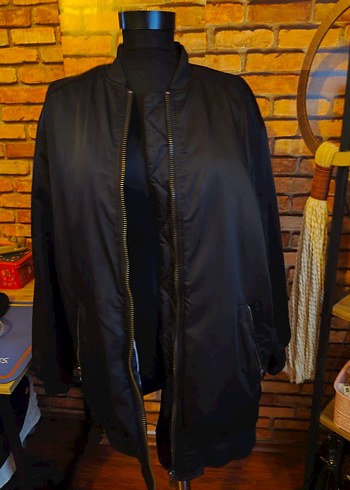 Siyah Fermuarlı Midi Kadın Ceket - Görsel 4