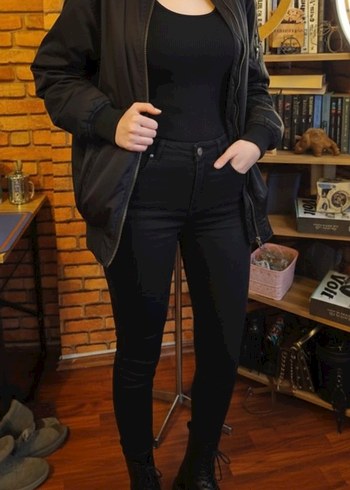 Siyah Fermuarlı Midi Kadın Ceket - Görsel 2