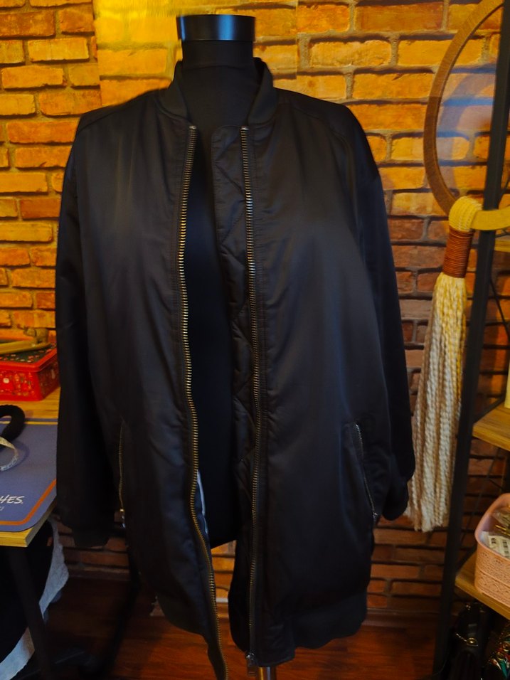 Siyah Fermuarlı Midi Kadın Ceket - Görsel 4