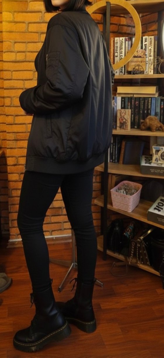 Siyah Fermuarlı Midi Kadın Ceket - Görsel 3