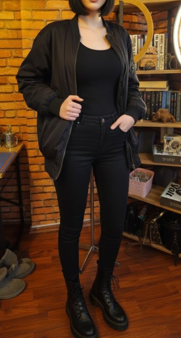 Siyah Fermuarlı Midi Kadın Ceket - Görsel 2