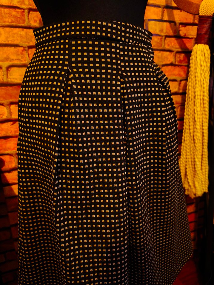 Sarı Puantiyeli Pilili Uzun Etek - Görsel 2