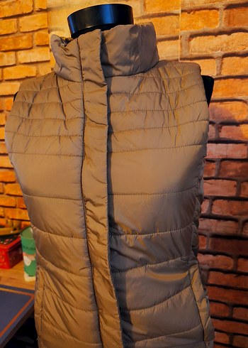 Bej Kısa Fermuarlı Kadın Yelek - Görsel 4