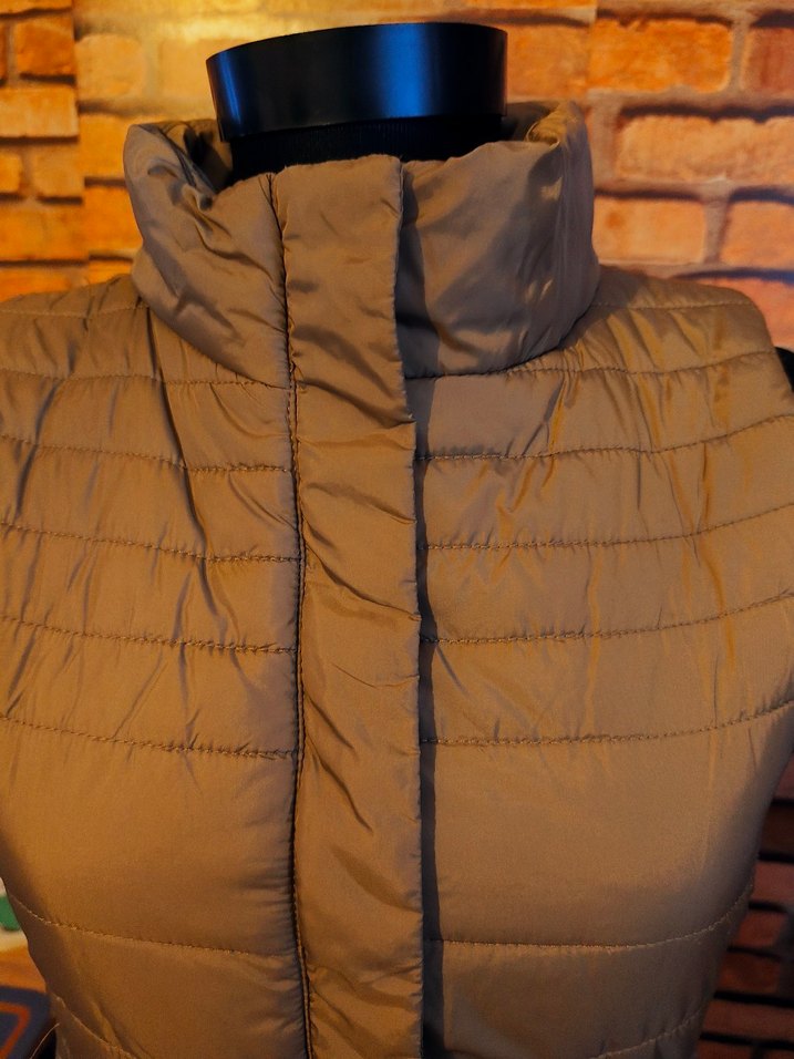 Bej Kısa Fermuarlı Kadın Yelek - Görsel 5