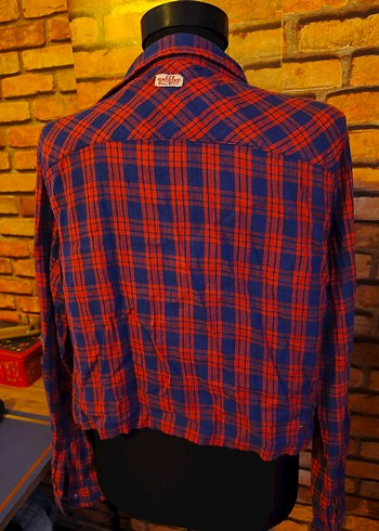 Kırmızı Kareli Düğmeli Kadın Gömlek - Görsel 3