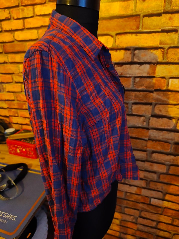 Kırmızı Kareli Düğmeli Kadın Gömlek - Görsel 2