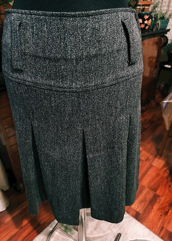 Gri Örgü Midi Etek - Görsel 4