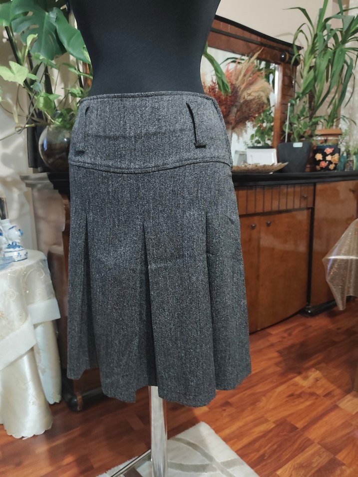 Gri Örgü Midi Etek - Görsel 5
