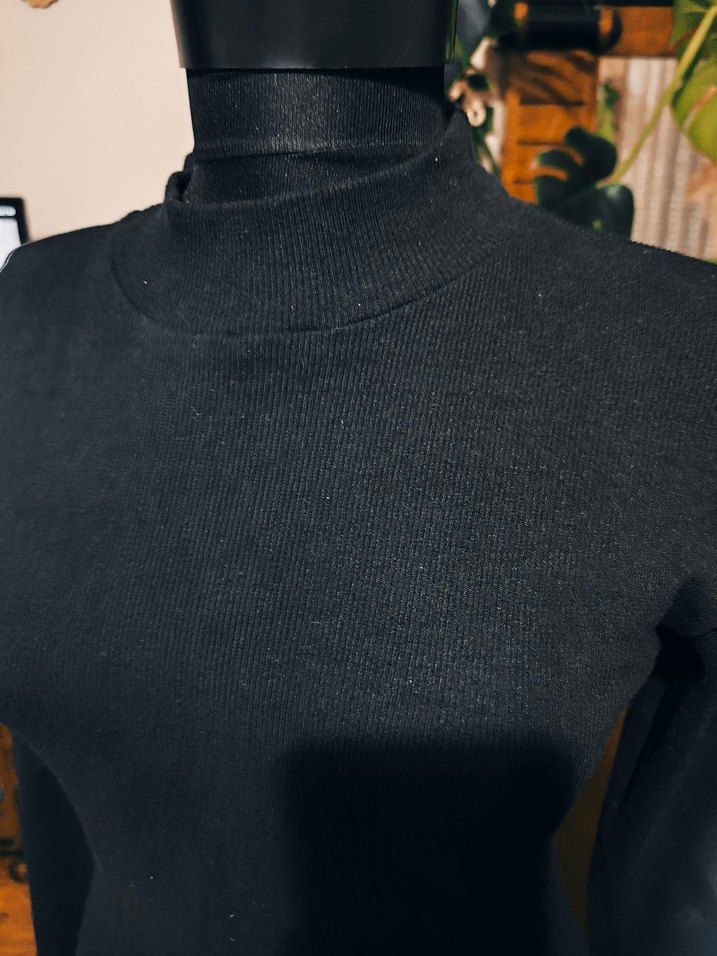 Siyah Yüksek Yakalı Kadın Kalem Elbise - Görsel 3