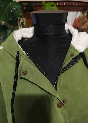 Kadın Haki Kamuflaj Kemerli Kış Montu - Görsel 11