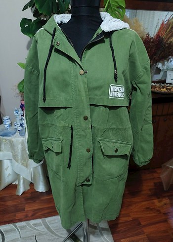 Kadın Haki Kamuflaj Kemerli Kış Montu - Görsel 4