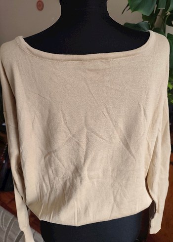 Bej Kayık Yaka Bohem Kadın Kazak - Görsel 4