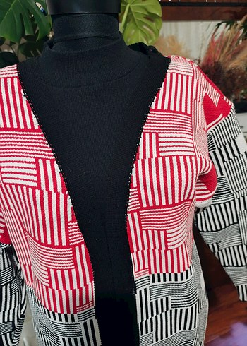 Renkli Desenli Uzun Kadın Hırka - Görsel 3