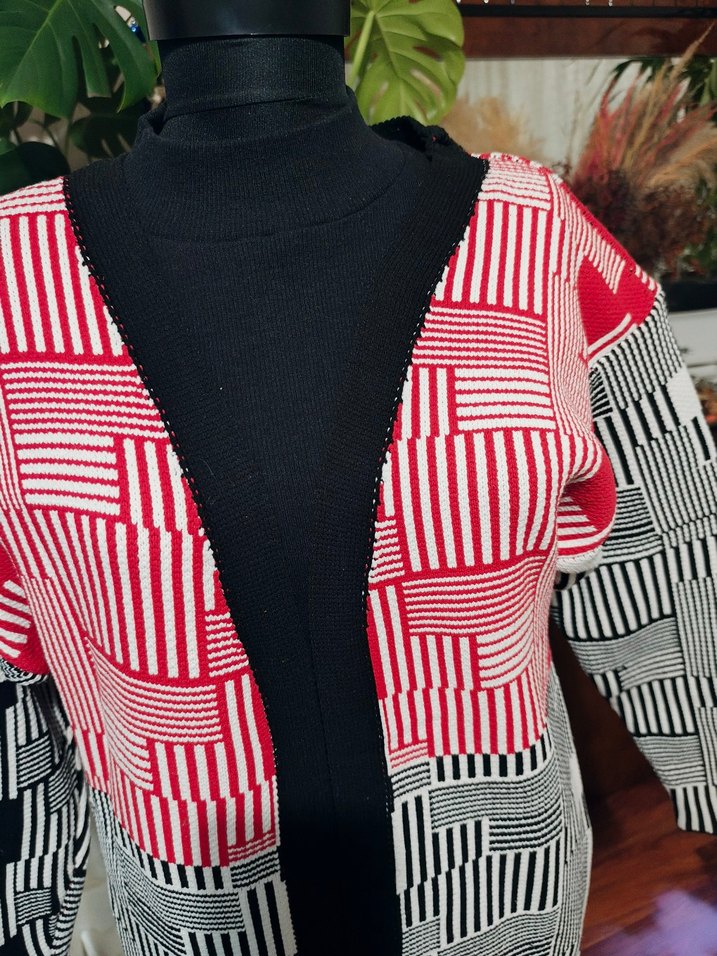 Renkli Desenli Uzun Kadın Hırka - Görsel 3