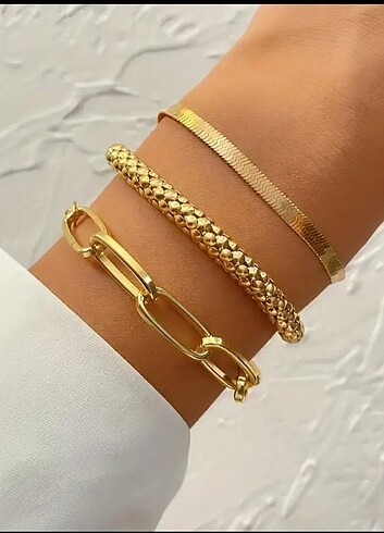 3lü set gold renk bileklik
