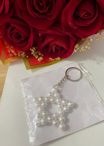 Boncuklu Yıldız Anahtarlık Beyaz - Görsel 2