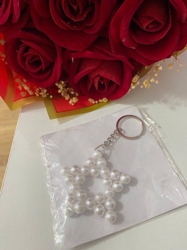 Boncuklu Yıldız Anahtarlık Beyaz - Görsel 2