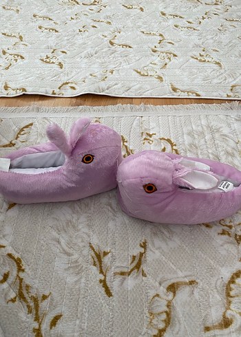 Kızlar İçin Pembe Peluş Tavşan Ev Terliği - Görsel 2