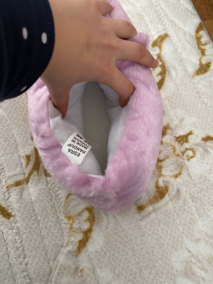 Kızlar İçin Pembe Peluş Tavşan Ev Terliği - Görsel 3