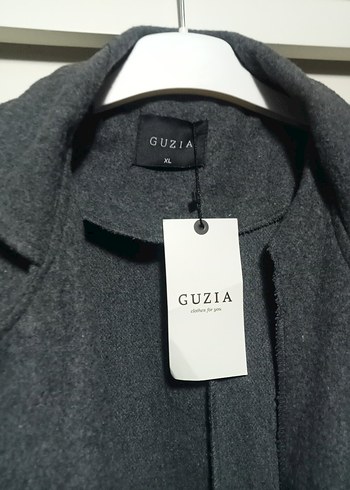 xl Beden Koyu Gri Kuşaklı Uzun Kaban