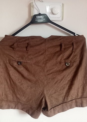 Kadın Kahverengi Süet Pilili Mini Şort - Görsel 7