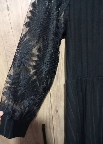 V Yaka Siyah Elbise - Görsel 7