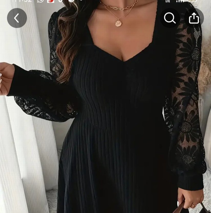 V Yaka Siyah Elbise - Görsel 3