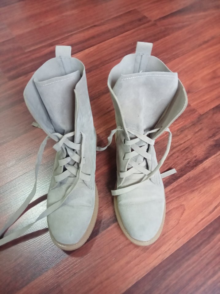 Bej Gri Kadın Süet  Bot - Görsel 2