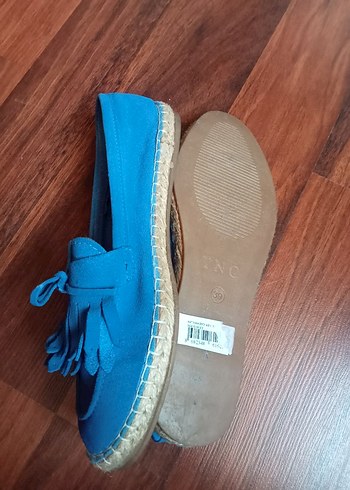 Mavi Süet Püsküllü Dolgu Topuklu Espadril - Görsel 6