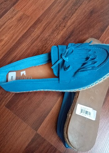 Mavi Süet Püsküllü Dolgu Topuklu Espadril - Görsel 7