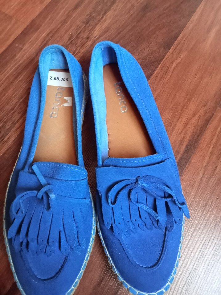 Mavi Süet Püsküllü Dolgu Topuklu Espadril - Görsel 2