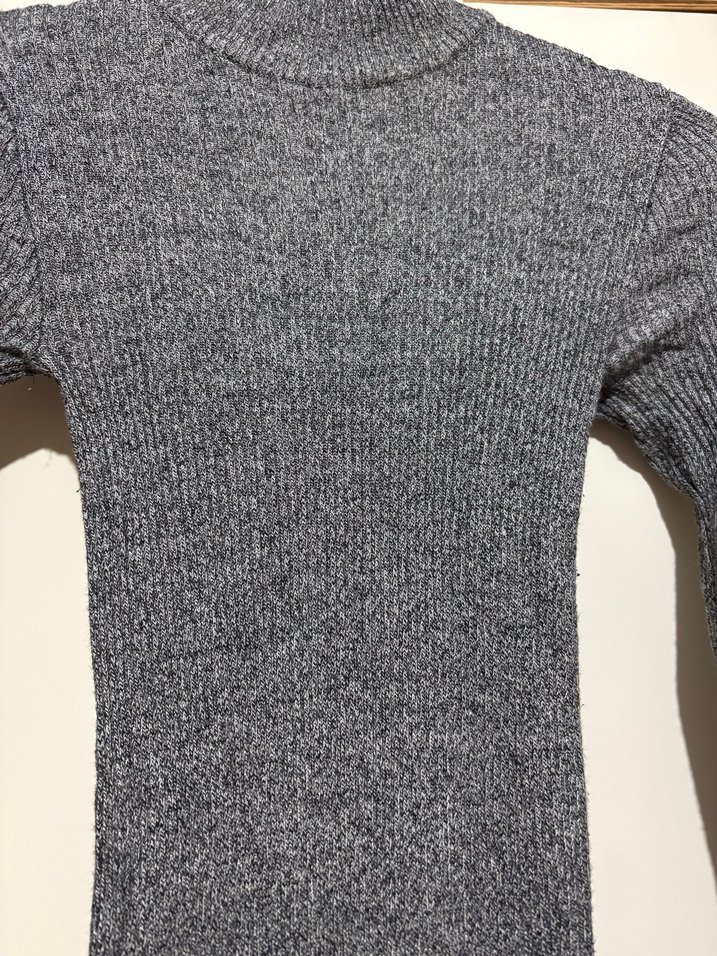 Gri Uzun Kollu Triko Kadın Elbise - Görsel 2